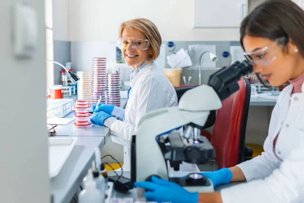 Scientist Lab Doing Research Using Lab Machines Test Tubes Microscope — Stock Photo, Image
