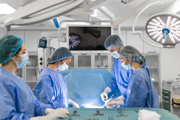 Team Professional Doctors Performing Operation Surgery Room Medical Team Performing — ストック写真