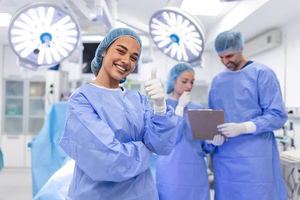 Portrait Female Woman Nurse Surgeon Staff Member Dressed Surgical Scrubs — Stok fotoğraf