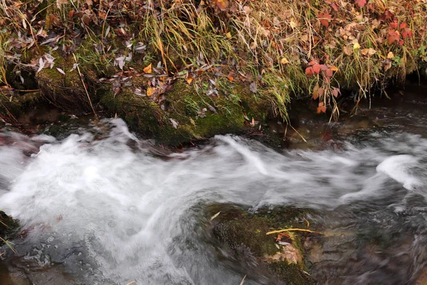 Nahaufnahme Eines Schönen Wasserlaufs Der Einen Schmalen Pfad Hinunterfließt — Stockfoto