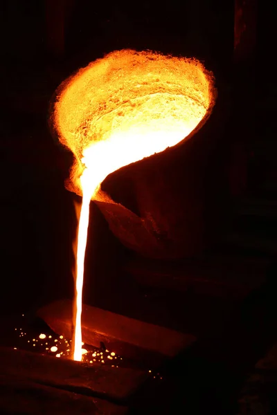 pouring molten metal - metal industry work