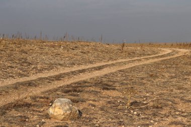 Toprak yol yokuş yukarı gidiyor