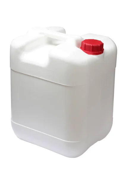 Fehér Műanyag Gallon Elszigetelt Fehér Háttér — Stock Fotó