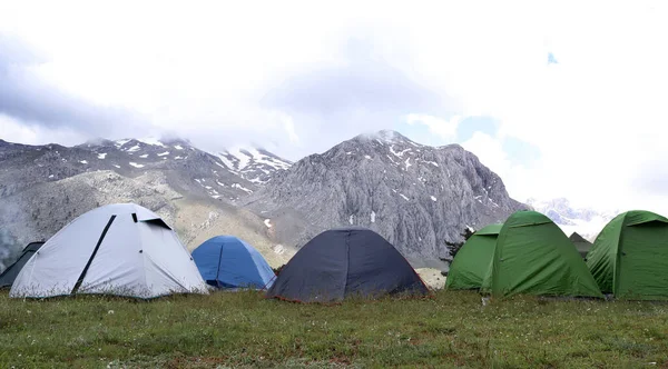 Isparta Dedegol Mountain. Tents in the festival area. Mountaineering Festival.