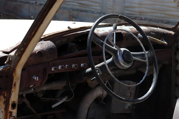 Steering Wheel Old Car — Stock Photo, Image