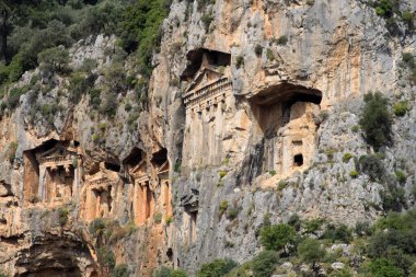 Türkiye 'de Dalyan yakınlarındaki Lycian Rock Mezarları