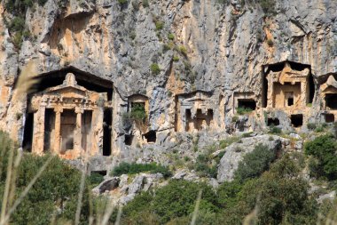 Türkiye 'de Dalyan yakınlarındaki Lycian Rock Mezarları