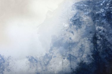 Atmosferik sisli ormanlık sonbahar manzarasının dijital suluboya resmi