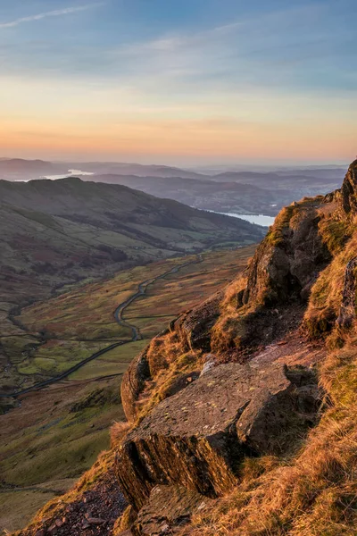 Beautiful Winter Dawn Landscape View Red Screes Lake District Looking —  Fotos de Stock