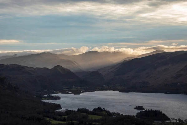Absolutely Stunning Landscape Image View Derwentwater Latrigg Fell Lake District — Stockfoto