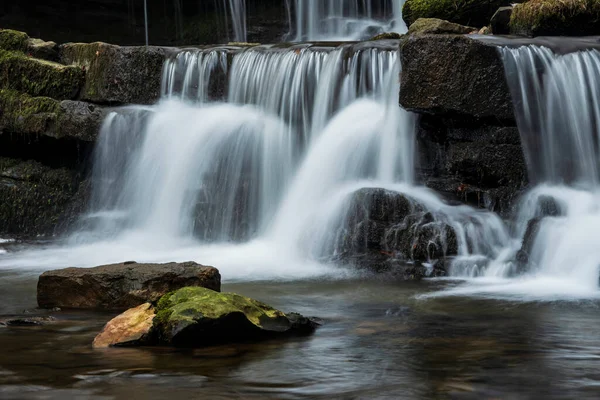 Beautiful Peaceful Landscape Image Scaleber Force Waterfall Yorkshire Dales England — Stockfoto