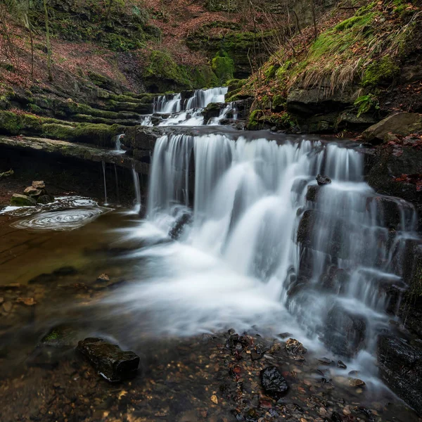 Beautiful Peaceful Landscape Image Scaleber Force Waterfall Yorkshire Dales England — Foto Stock