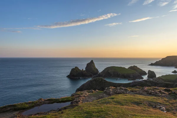 Popüler Turistin Göz Kamaştırıcı Gün Doğumu Gün Batımı Manzarası Cornwall — Stok fotoğraf