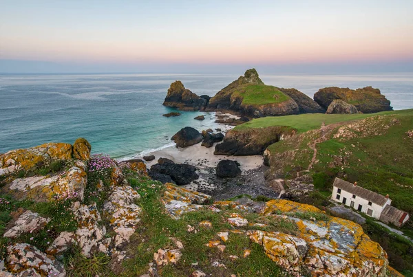 Popüler Turistin Göz Kamaştırıcı Gün Doğumu Gün Batımı Manzarası Cornwall — Stok fotoğraf