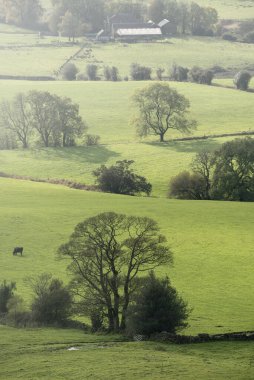 Peak District Ulusal Parkı 'ndaki İngiliz kırsalının güzel geniş manzaralı görüntüsü