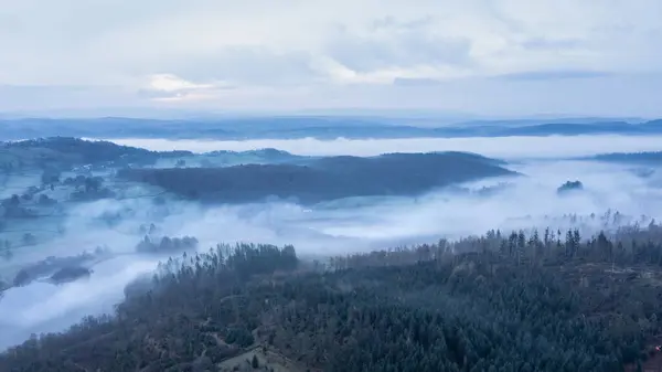 Stunning Drone Aerial Landscape Image Cloud Inversion Esthwaite Water Lake Stock Image