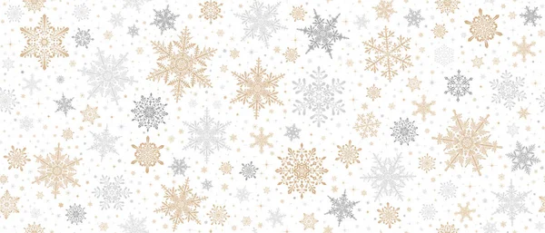 星や雪の結晶とシームレスな装飾クリスマスの背景 クリスマスと雪の結晶と幸せな新年の黄金と銀の背景 ストックフォト