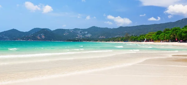 タイのサムイ サムイ島 にあるチャウエンビーチのターコイズウォーターと美しい白い砂浜のパノラマビュー 素晴らしいビーチシーン休暇と夏休みのコンセプト — ストック写真