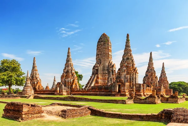 Pagoda Vid Wat Chaiwatthanaram Templet Ett Berömda Templet Ayutthaya Thailand Royaltyfria Stockbilder