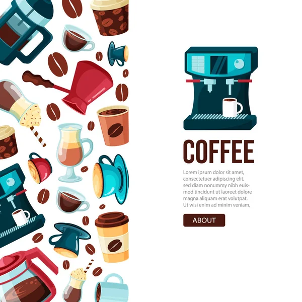 Koffie Achtergrond Ontwerp Menu Voor Warme Dranken Koffie Voor Ontspanning — Stockvector