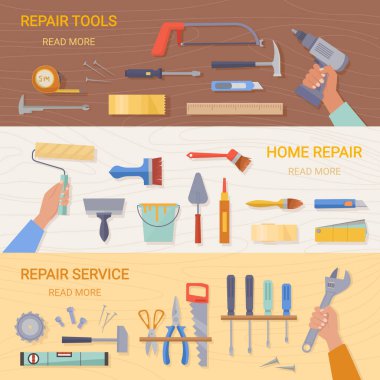 tamir aletleri. Matkap çekiçli tornavida bıçağı boyayı kesti. Vektör ögeleri ev onarımı