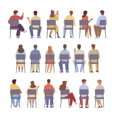 people sitting. persons baack view sitting n chairs. Vector illustration