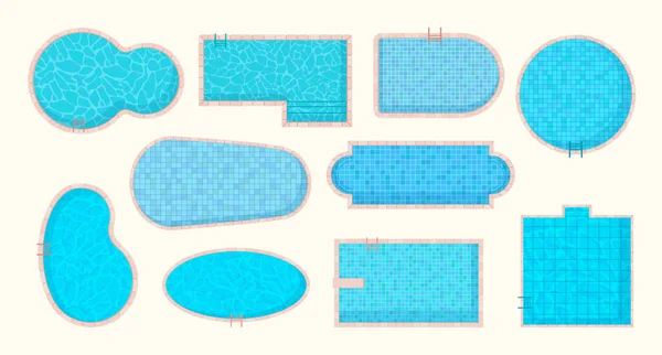 Uitzicht Het Zwembad Geometrische Vormen Van Het Zwembad Vector Cartoon — Stockvector