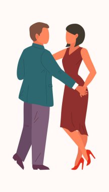 Dans eden karakterler. Mutlu çizgi film insanları müzik dinliyor ve neşe ve eğlenceden dans ediyor, disko partisinin tadını çıkarıyor. vektör karikatür çizimi.