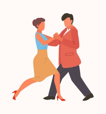 Dans eden insanlar. Disko partiden hoşlanır, çizgi film karakterleri neşe ve eğlenceden müzik dinler ve dans ederler. vektör çizgi filmi grafiği.