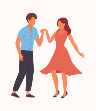 İnsanlar dans konsepti. Eğlenceden müzik dinleyen ve dans eden karakterler, partiden zevk alan disko. vektör karikatür çizimi