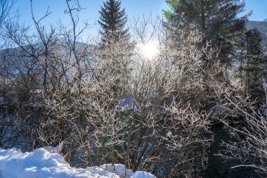 Beatiful snow mountains landscape at sunny day