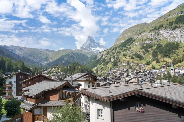 Zermatt和Matterhorn峰的空中景观 — 图库照片
