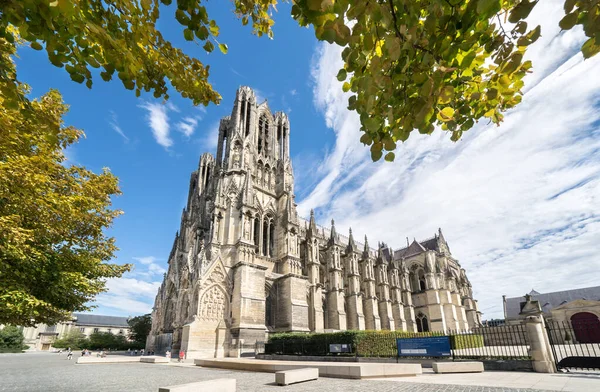 Stara Gotycka Katedra Reims Francja — Zdjęcie stockowe