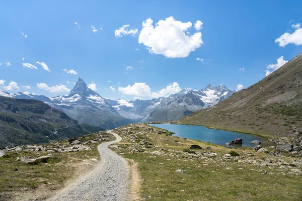 Alpine Landscape Mit Famous Matterhorn Peak Stellisee Zermatt Switzerland — Stockfoto