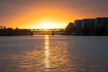 Frankfurt am Main Gün batımında, Almanya