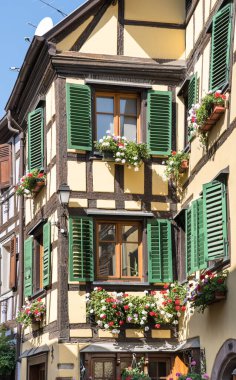 Colorful half-timbered houses in Ribeauville, Alsace, France