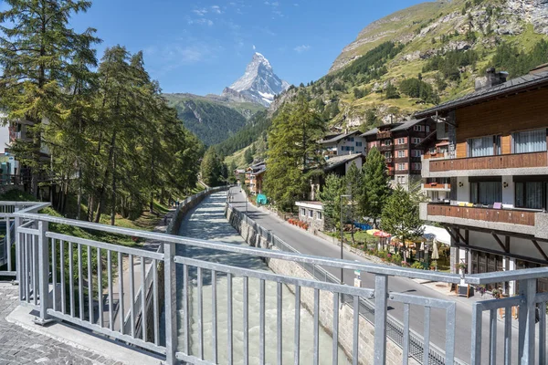 Alpejski Krajobraz Mit Słynny Szczyt Matterhorn Zermatt Szwajcaria — Zdjęcie stockowe