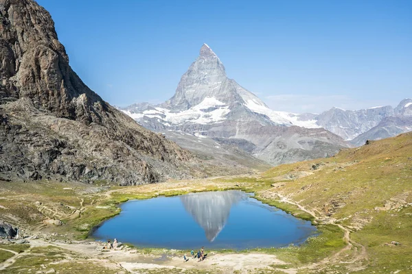 Matterhorn Reflection Riffelsee Summer Day Zermatt Switzerland — ストック写真