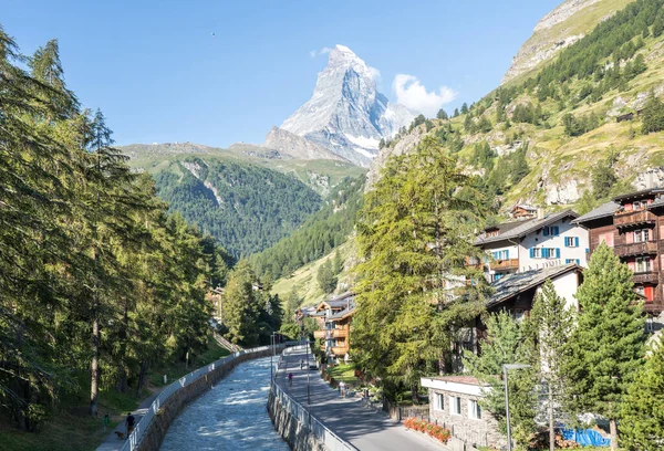 Vue Aérienne Sur Zermatt Matterhorn Peak Suisse — Photo