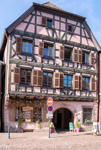Красочные Полудеревянные Дома Кайсерсберге Эльзас Франция — стоковое фото