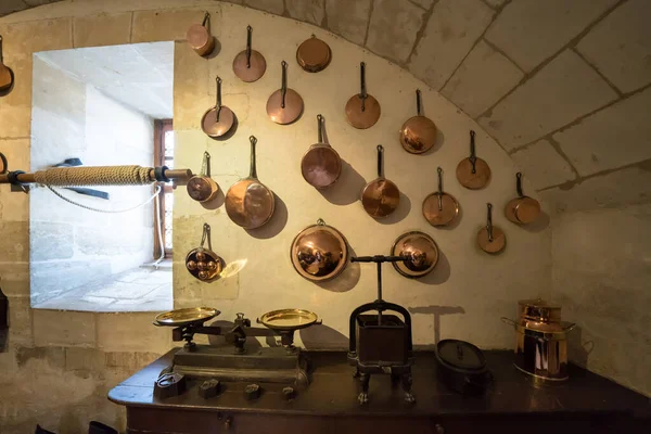 Keuken Het Beroemde Middeleeuwse Kasteel Chateau Chenonceau Frankrijk — Stockfoto