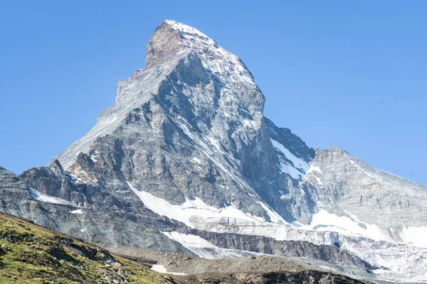Alpejski Krajobraz Mit Słynny Szczyt Matterhorn Zermatt Szwajcaria — Zdjęcie stockowe