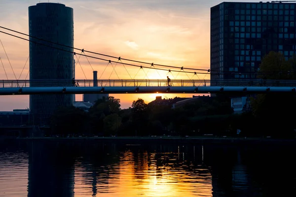 Frankfurt Main Bei Sonnenuntergang Deutschland — Stockfoto