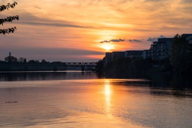 Frankfurt am Main Gün batımında, Almanya