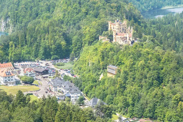 Mooie Luchtfoto Van Hohenschwangau Castle Beieren Duitsland — Stockfoto