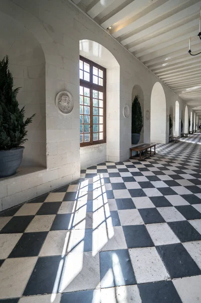 Grote Galerij Het Beroemde Middeleeuwse Kasteel Chateau Chenonceau Frankrijk — Stockfoto