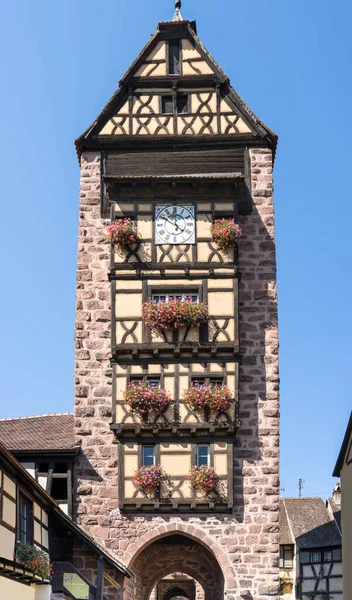 Красочные Полудеревянные Дома Рикувире Эльзас Франция — стоковое фото