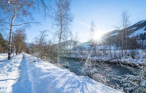 stock image Beatiful snow mountains landscape at sunny day