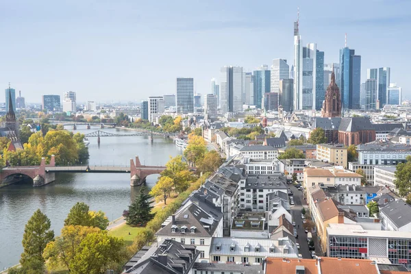 Frankfurt Main Bij Zonsondergang Duitsland — Stockfoto