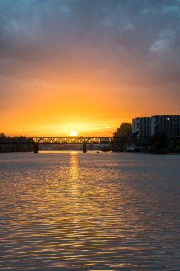 Frankfurt am Main Gün batımında, Almanya